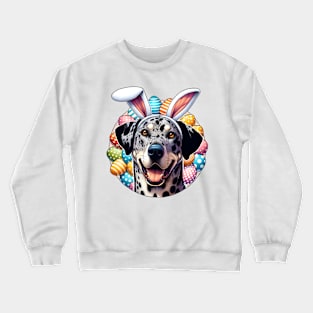 Catahoula Leopard Dog with Bunny Ears Celebrates Easter Crewneck Sweatshirt